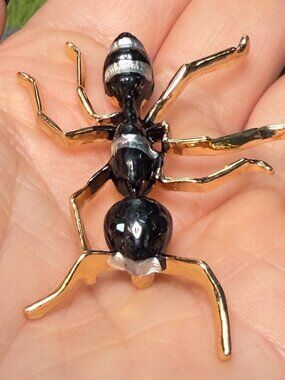 Ant Brooch Gold Tone Insect Pin Bug Jewelry Statement Style 2.25 inches
